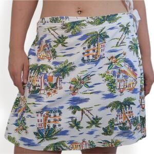 Beach Vacation Theme Skort White Stag Palm Tree Plus Size XL